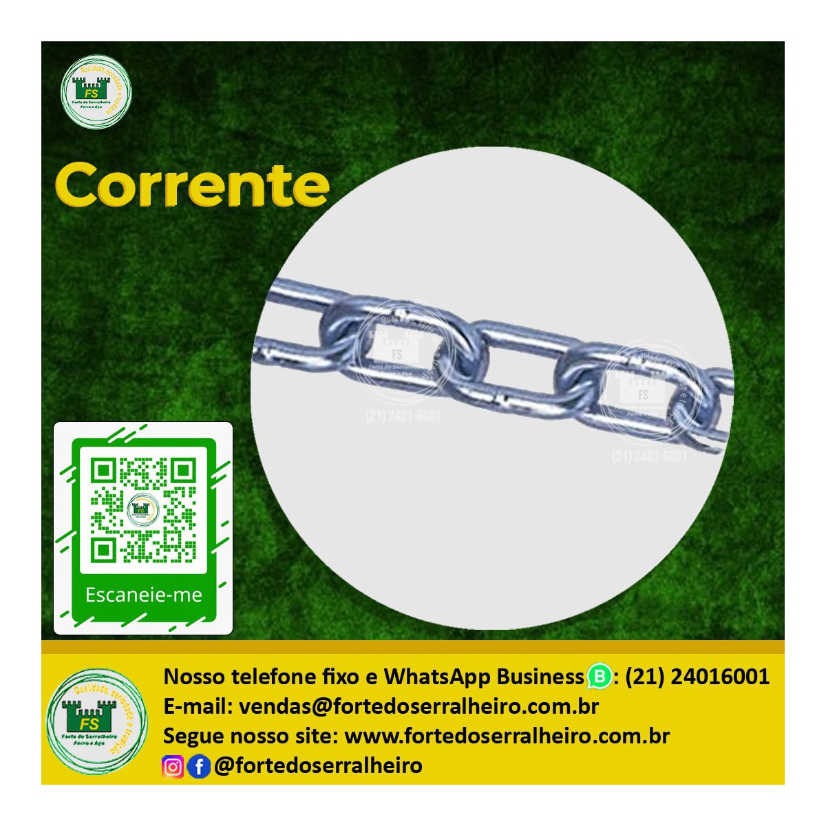 Corrente Soldada Elo Curto Zincada