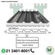 Telha forro termoacústica sanduíche preenchimento em isopor 30mm