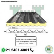 Telha forro termoacústica sanduíche preenchimento em poliuretano 30mm