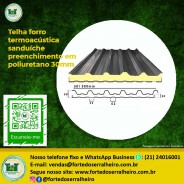 Telha forro termoacústica sanduíche preenchimento em poliuretano 30mm