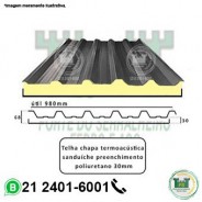Telha chapa termoacústica sanduíche preenchimento em poliuretano 30mm