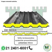 Telha termoacústica sanduíche preenchimento em poliuretano 30mm