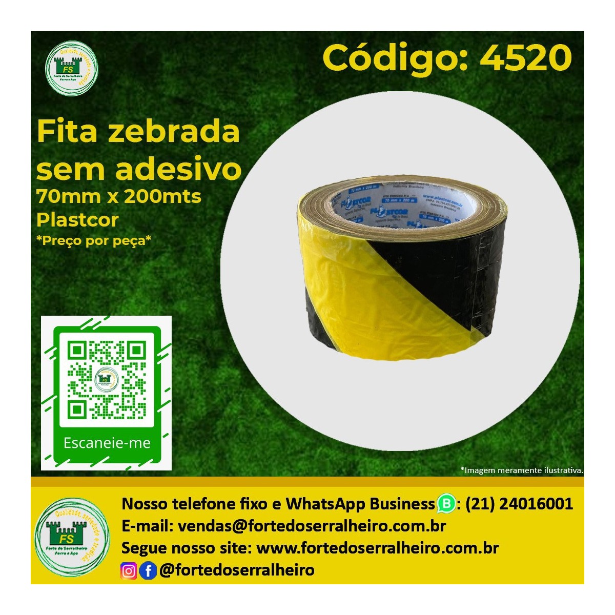 Fita zebrada sem adesivo 70x200mm Plastcor