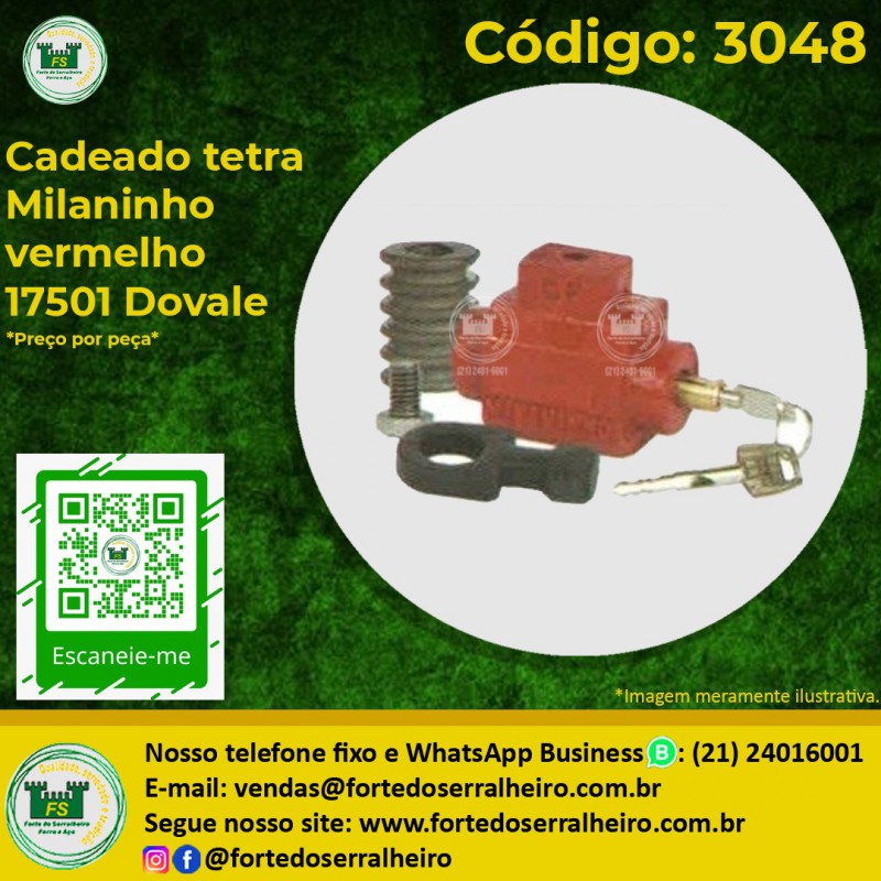 Cadeado tetra Milaninho verm 17501 Dovale