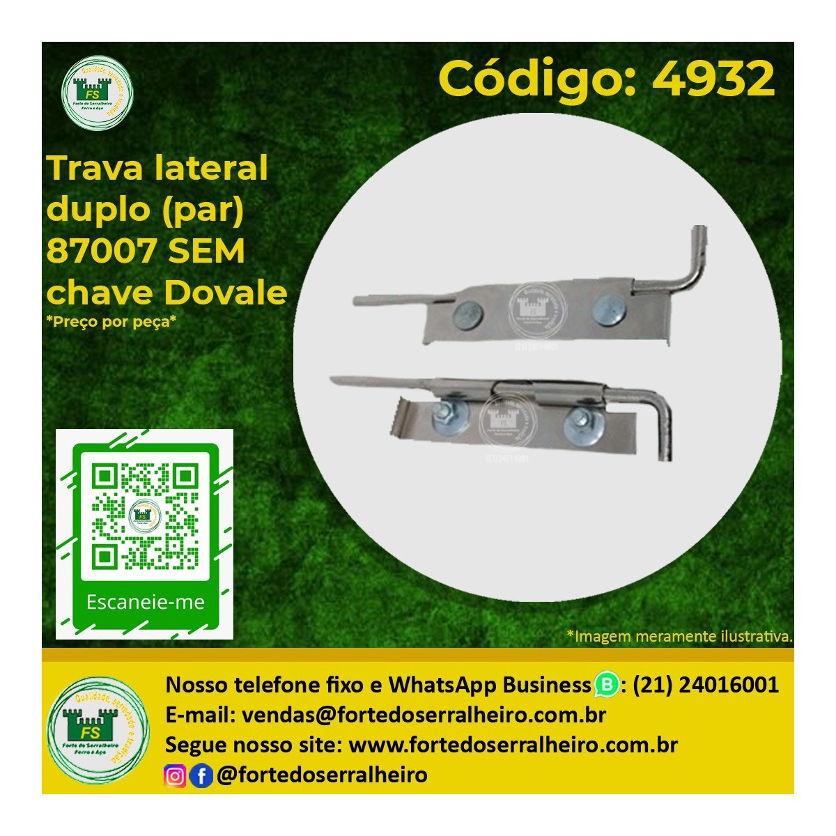Trava lateral duplo (par) 87007 SEM chave Dovale