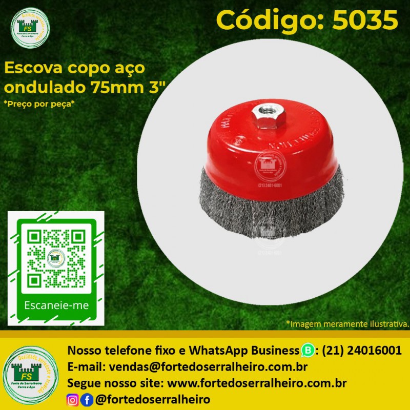 Escova copo aço ondulado 75mm 3''