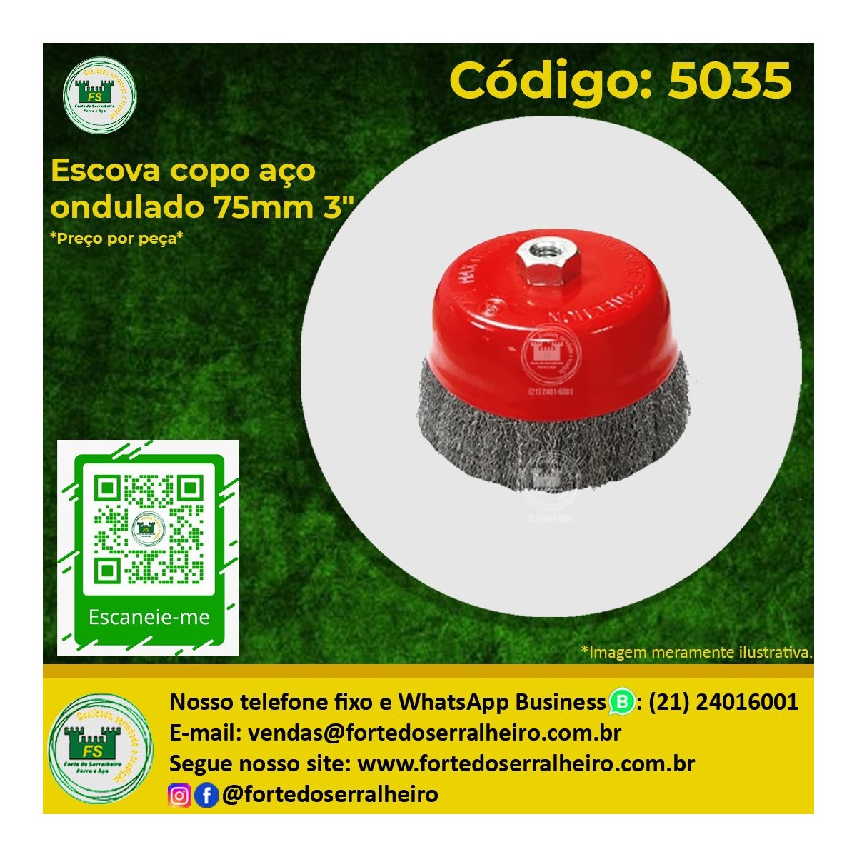 Escova copo aço ondulado 75mm 3''