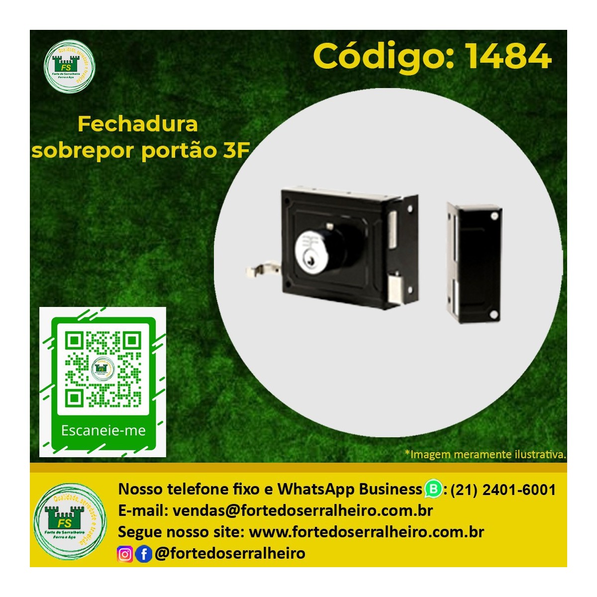 Fechadura sobrepor portão 3F