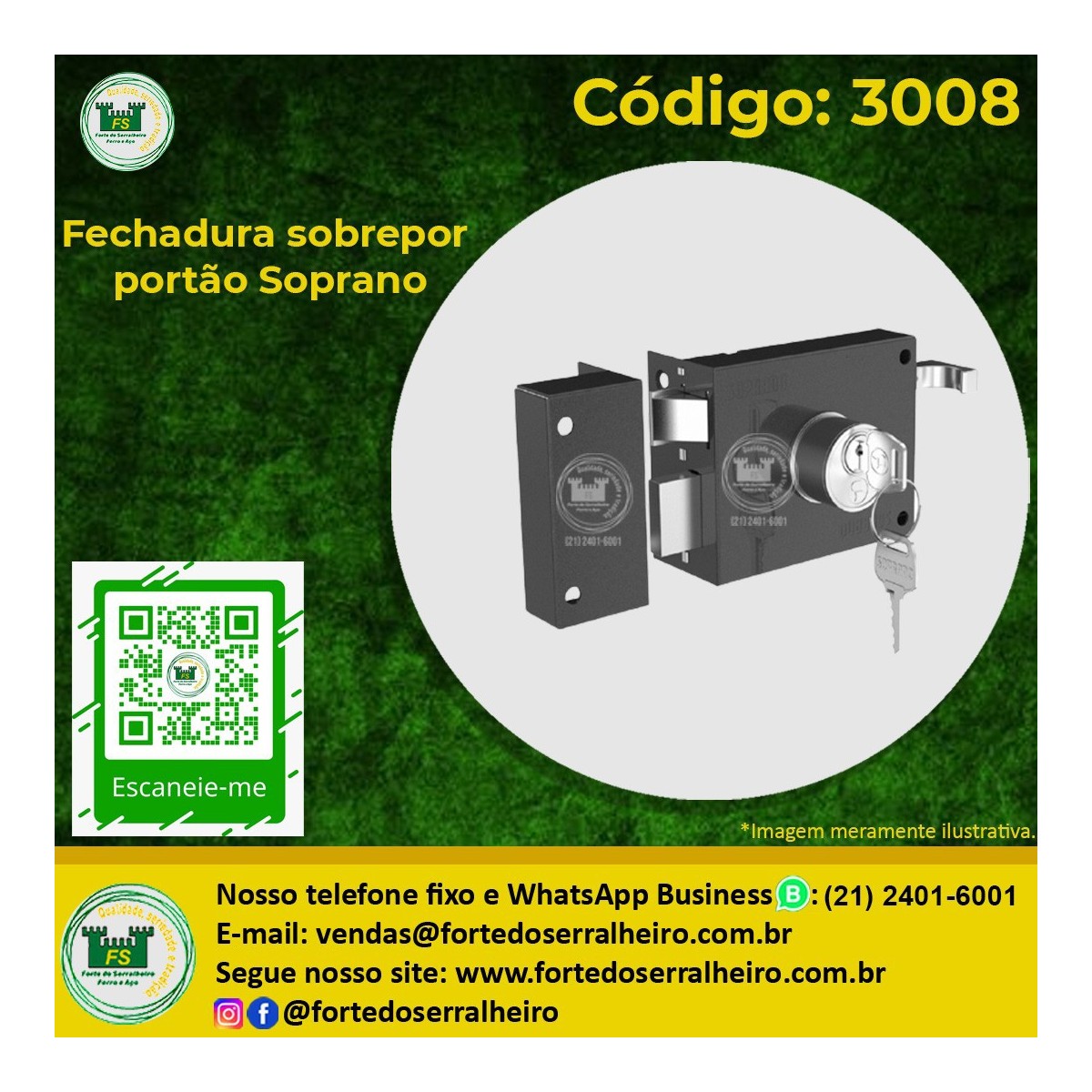 Fechadura sobrepor portão Soprano