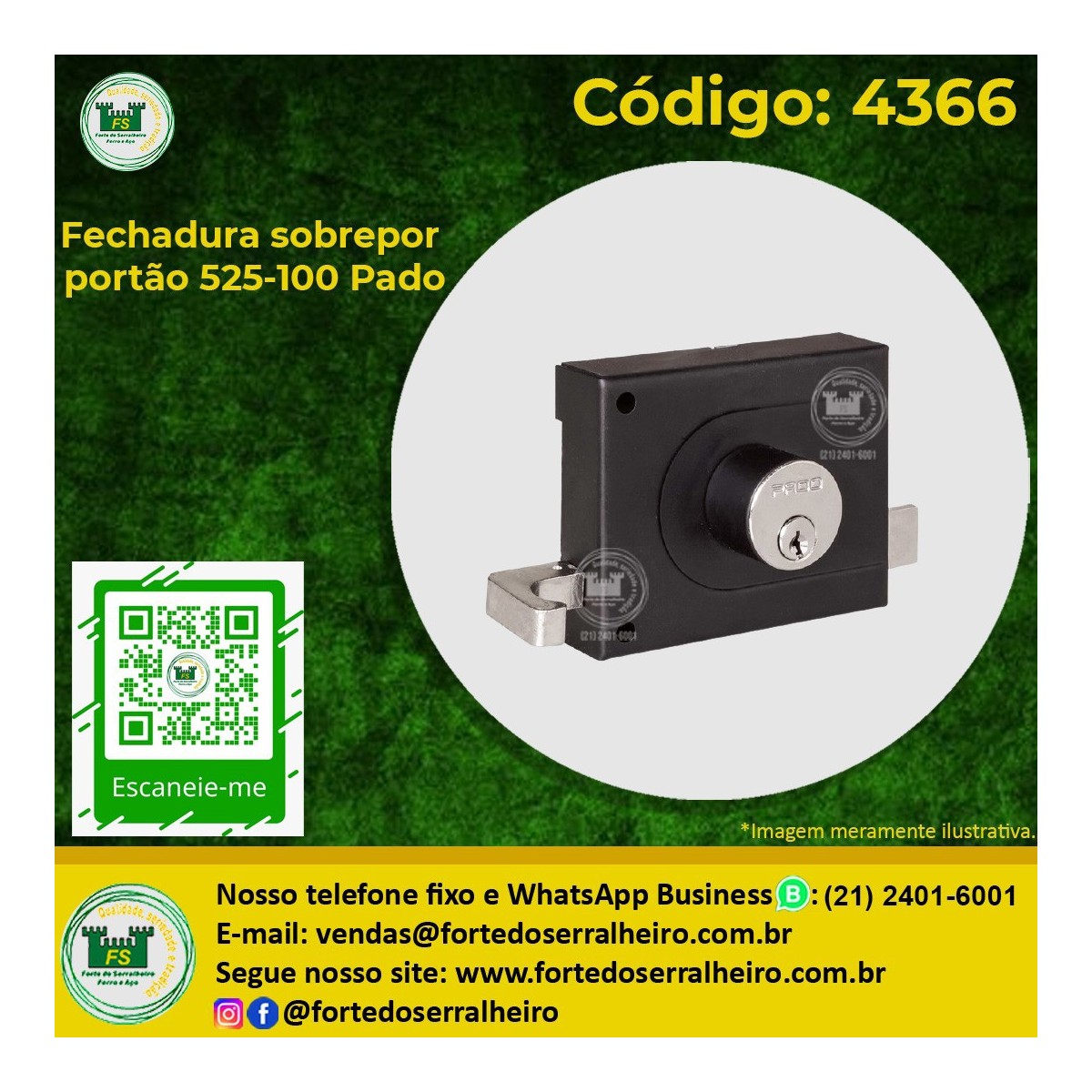 Fechadura sobrepor portão Soprano