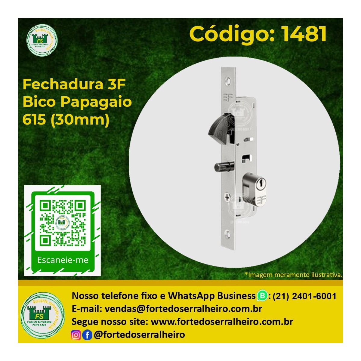 Fechadura 3F Bico Papagaio 615 (30mm)