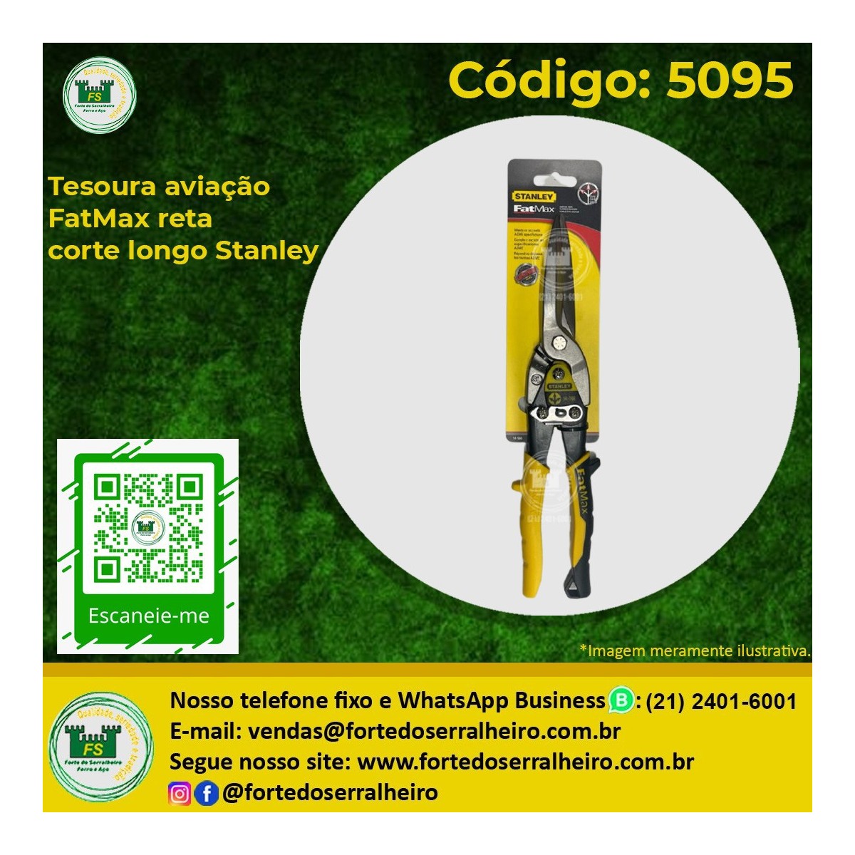 Tesoura aviação FatMax reta corte longo Stanley