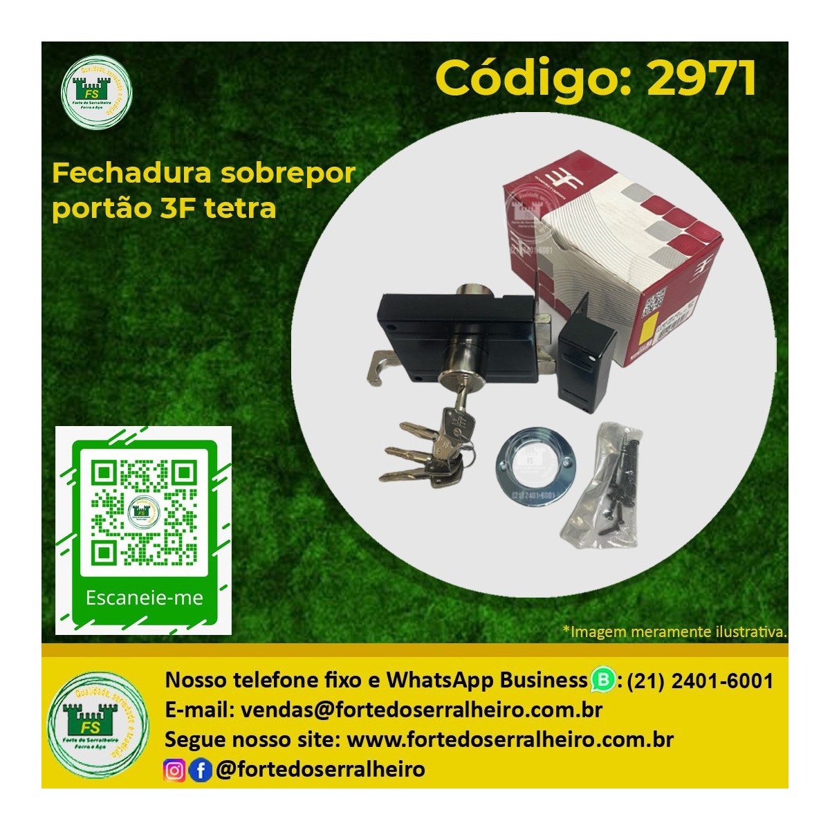 Fechadura sobrepor portão 3F tetra Fechadura sobrepor portão 3F tetra