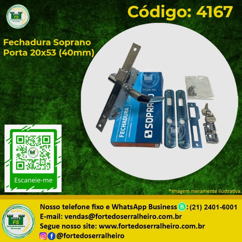 Fechadura Soprano Porta 20x53 (40mm)