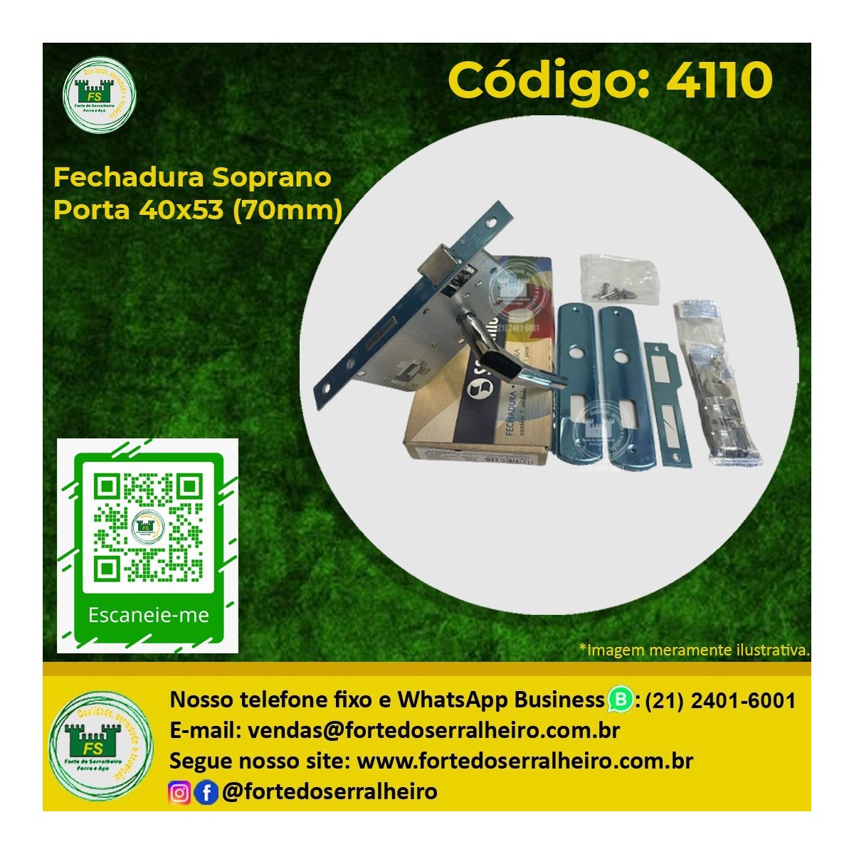 Fechadura Soprano Porta 40x53 (70mm)