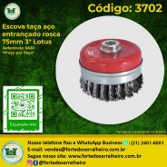 Escova taça aço entrançado com rosca 75mm 3" Lotus