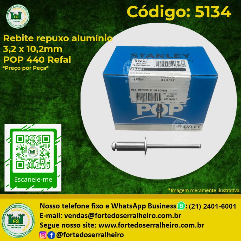 Rebite repuxo alumínio POP Refal