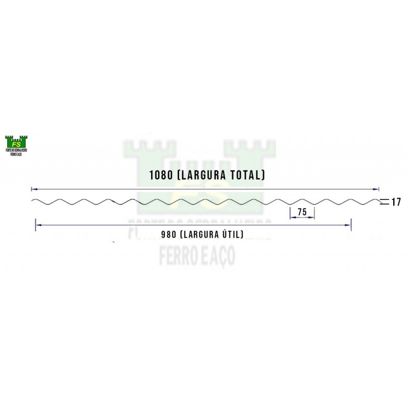 Telha Ondulada 17/980 Galvalume