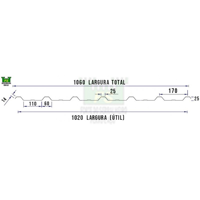 Telha Trapezoidal 25/1020 Galvalume